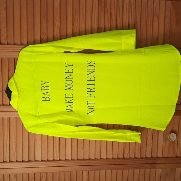No Brand Dresses & Skirts - No Brand Fluorescent Green Loose Baby Make Money Not Friends Shirt Dress Size S